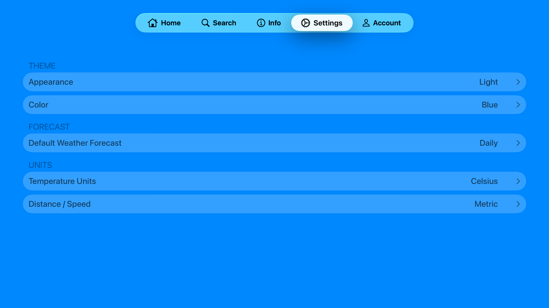 Settings Color Options